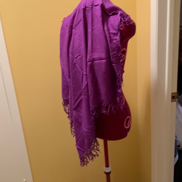 Accessories - Square Scarf with fringe in purple 🔴